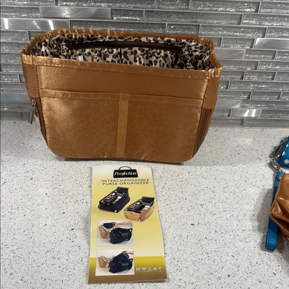 pursfection Handbags - Brown Cosmetic Bag Organizer with Multiple Compartments